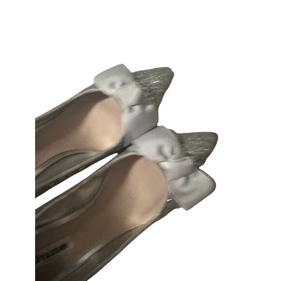 DUNE London Silver Glitter Bow Heels Size 38 / US 8 - Picture 7 of 11